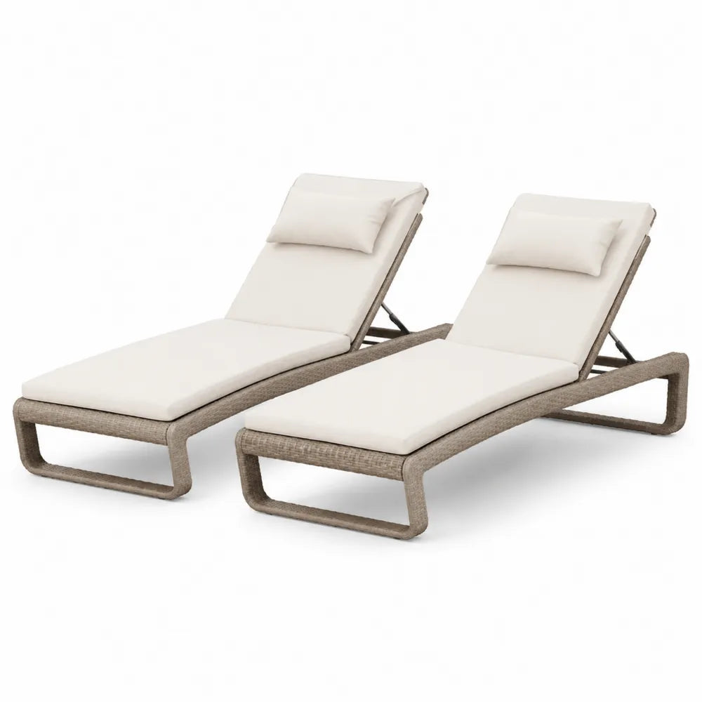 2-teiliges Sonnenliegen-Set Polyrattan Beige