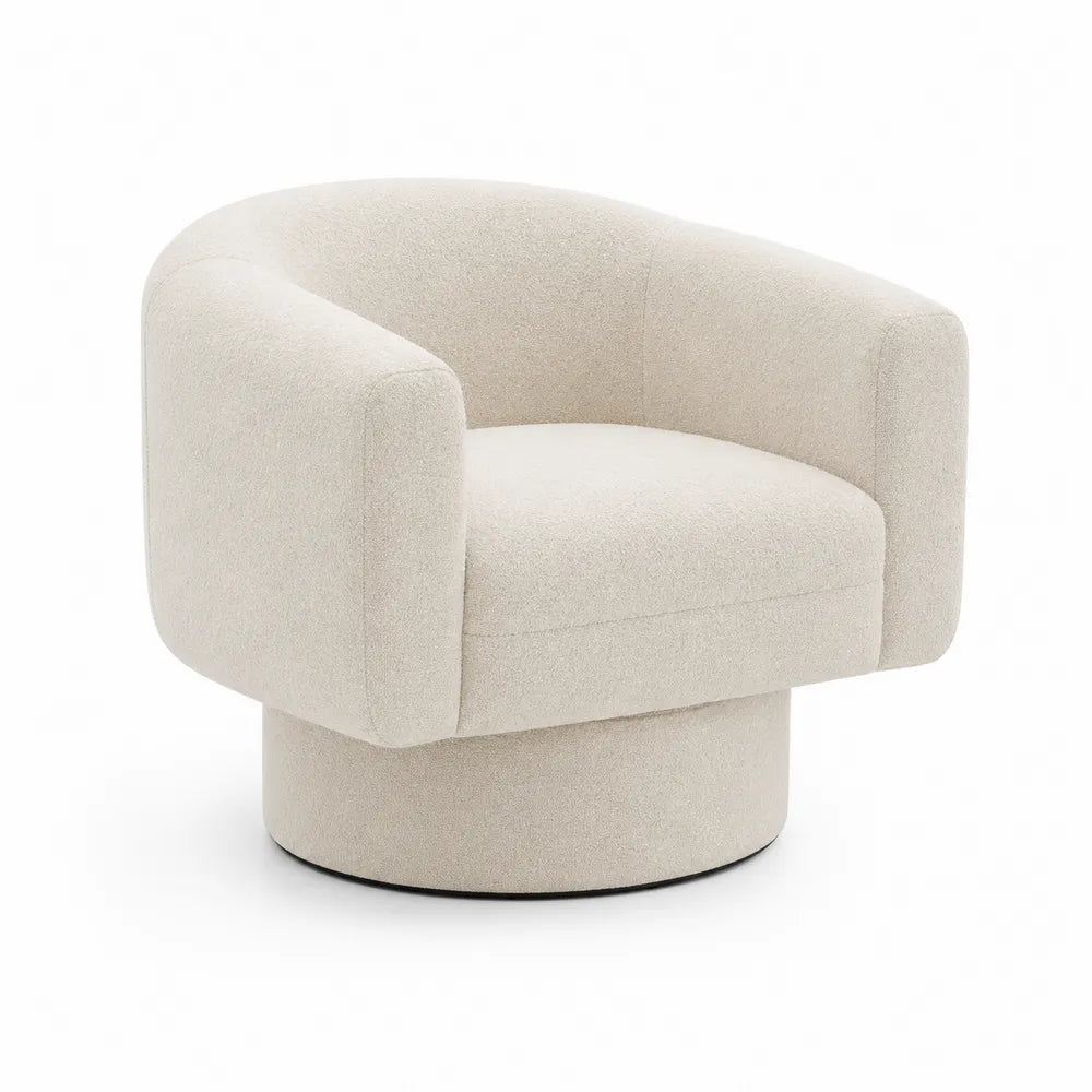 Drehbarer Lounge-Sessel aus Bouclé-Stoff Beige