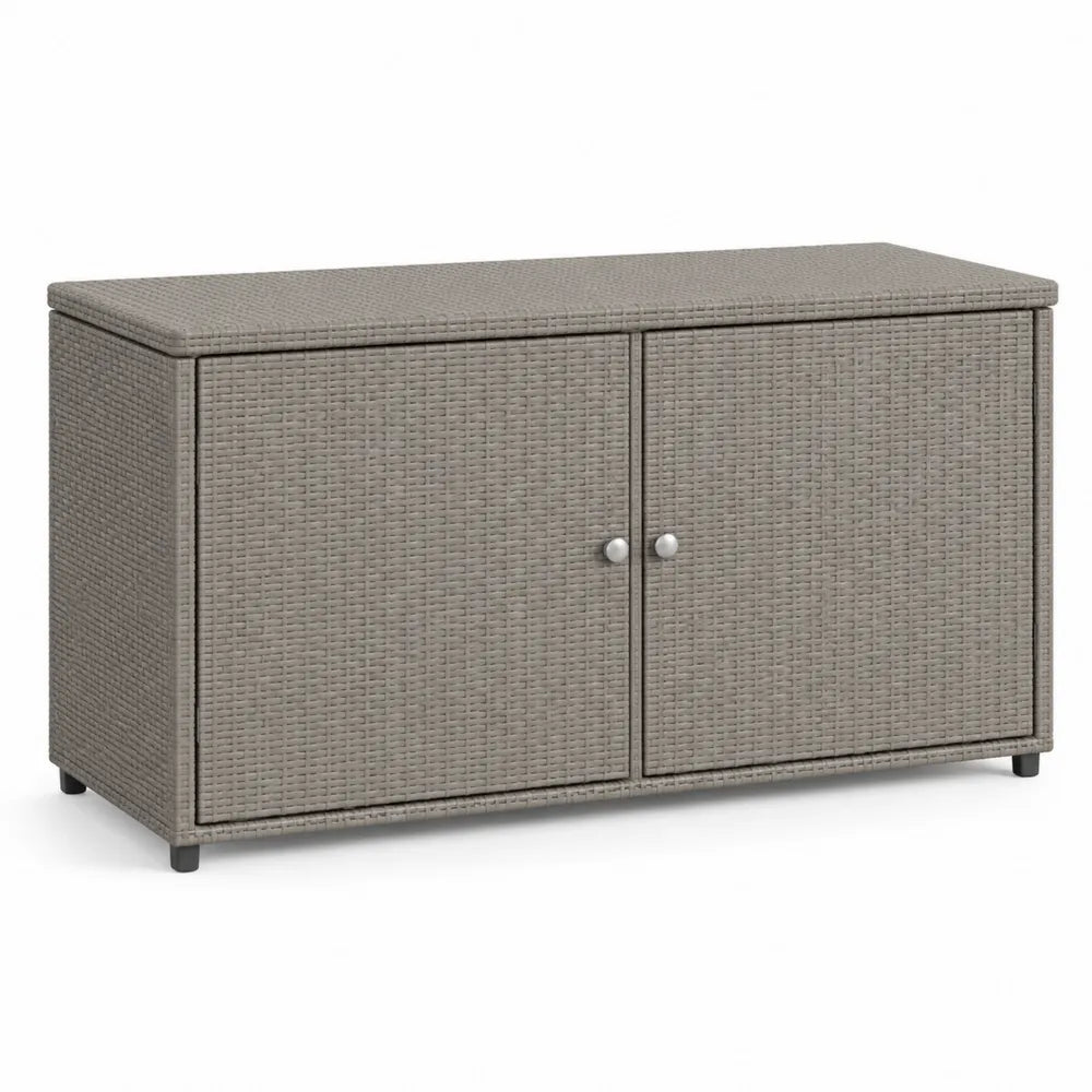 Garten Aufbewahrungsschrank Polyethylen-Rattan Grau 110x50x65 cm