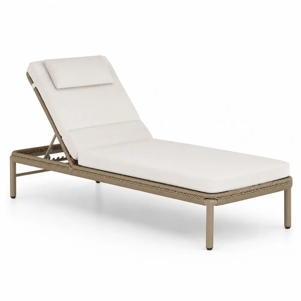 Sonnenliege aus Aluminium mit Polyesterkissen Beige 200 cm