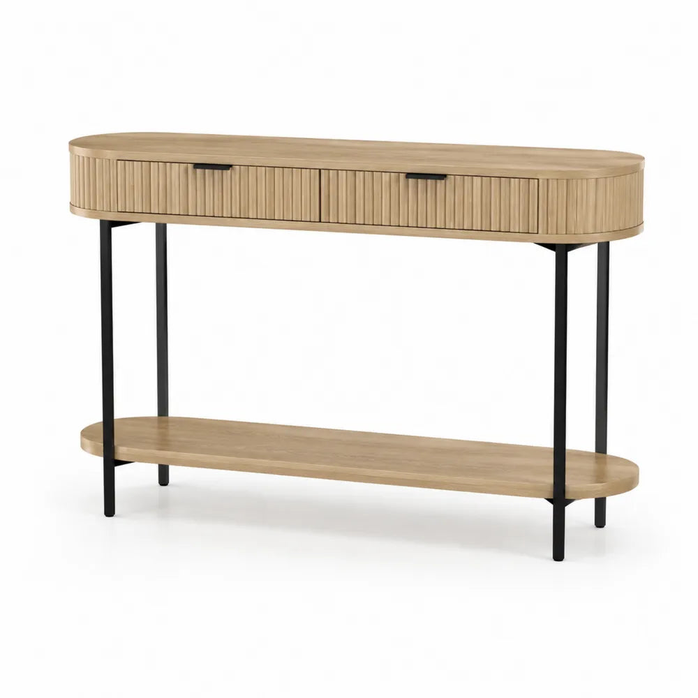 Holzkonsolentisch mit Metallbeinen