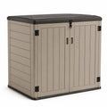 Kunststoff Lagerbox mit Doppeltür Beige/Dunkelbraun 132x71x113cm