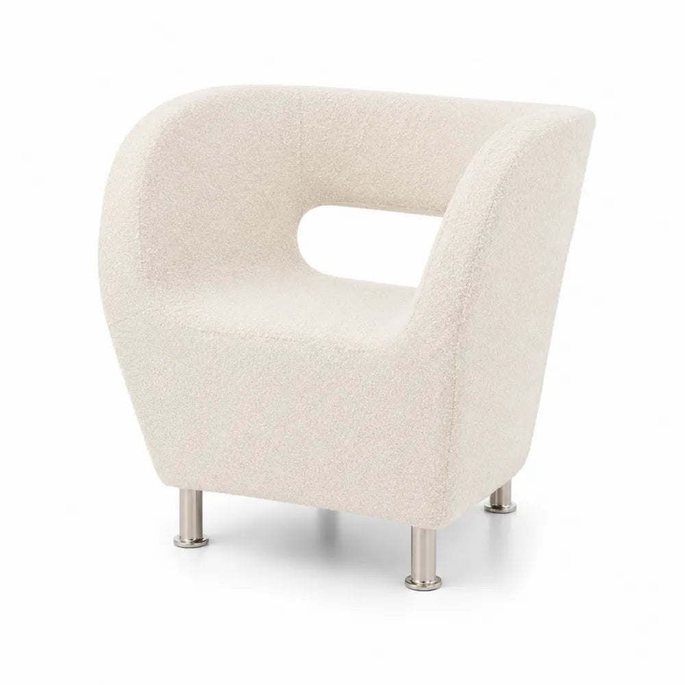 Sessel Creme Bouclé Edelstahlbeine 70cm