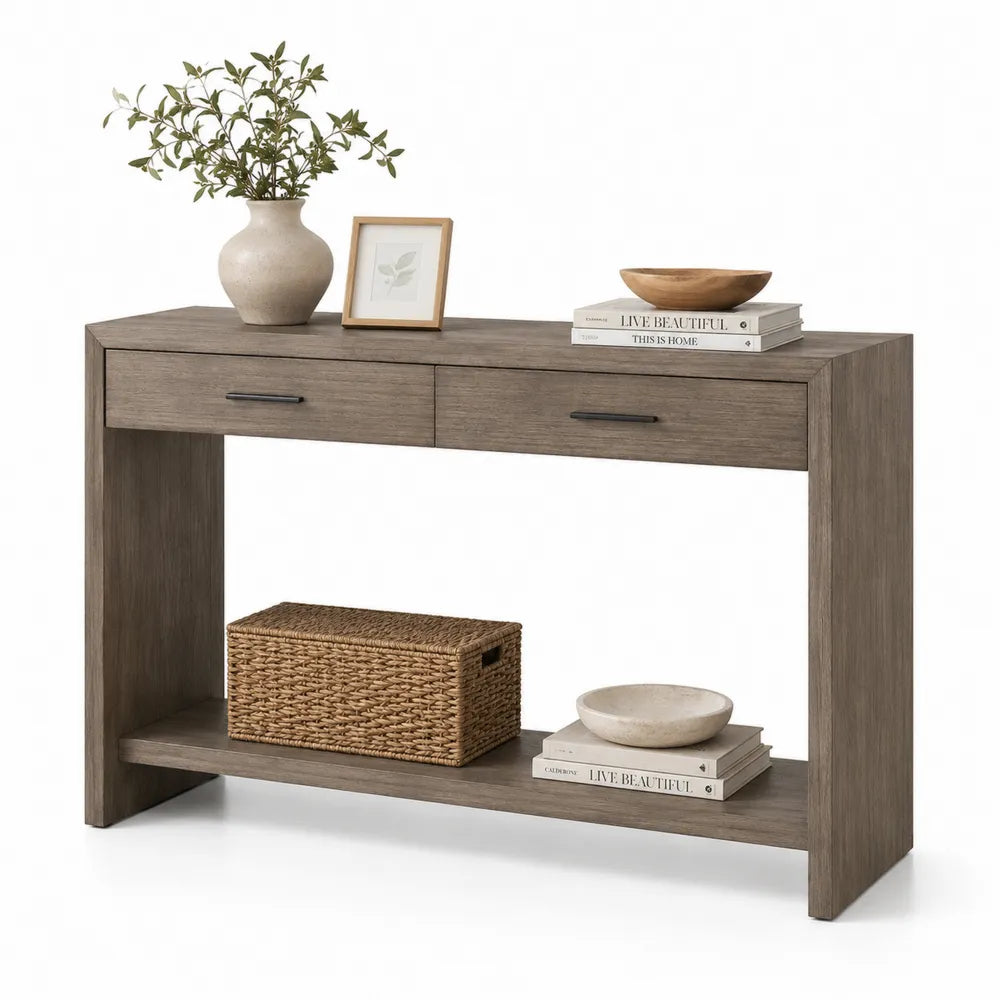 Konsolentisch Holzfurnier Grau 120x35x75 cm