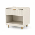 Beiger Nachttisch mit Schublade MDF Metall 45x35x50cm